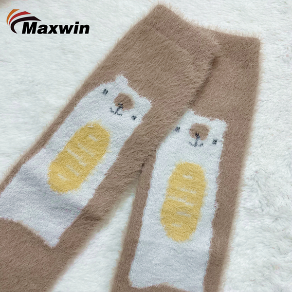 Fluffy Cozy Socks nga adunay Alpaca Design Kids Socks -2