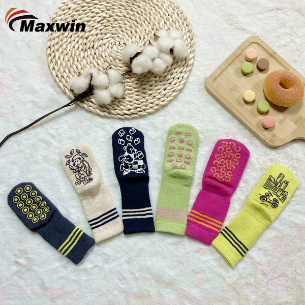 Full Terry Kids Socks with Fun Anti-Slip Dots -1