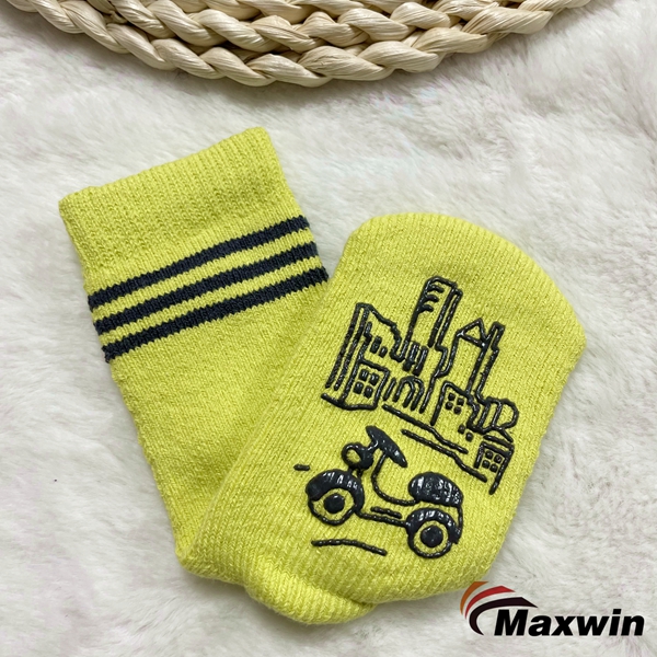 Full Terry Kids Socks with Fun Anti-Slip Dots -3