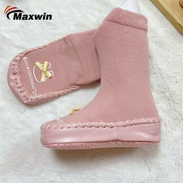 Kids Sokken mei Textile ABS Sole en Bow Girls Design -6