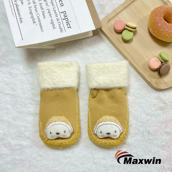 Kids Socks with Textile ABS Sole and Toy Head Unisex Design -1